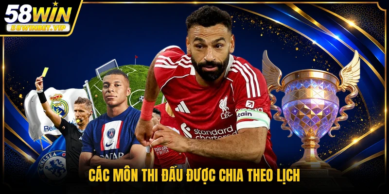 Các môn thi đấu được chia theo lịch